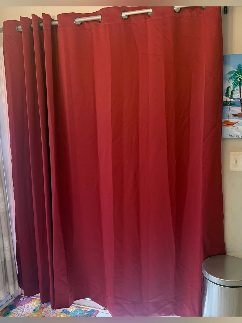 100 % blackout drape. 1 panel 100”W x 84”. Large window/ patio. Burgundy.
